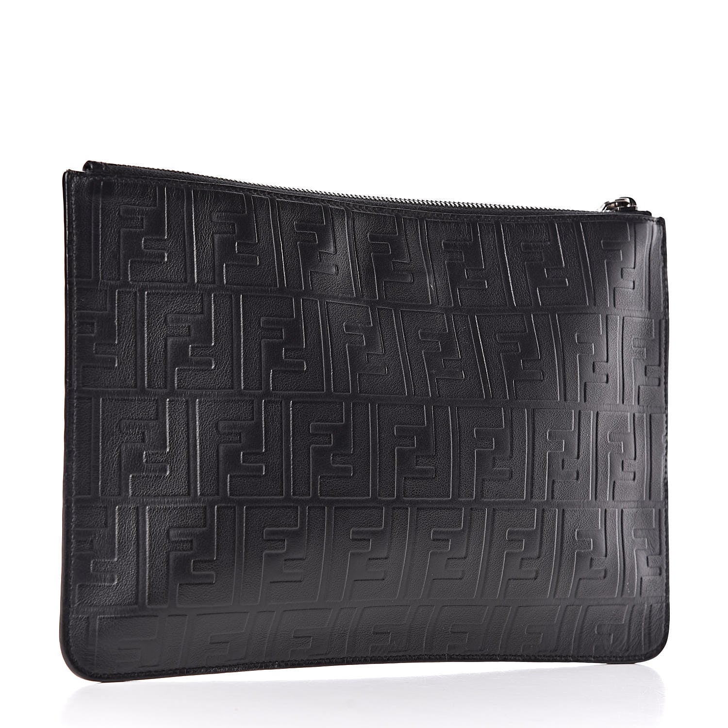 Fendi Vitello Grace FF 1974 Embossed Pouch Black 3 of 7