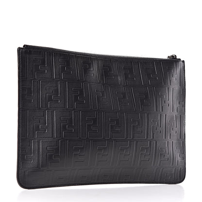 Fendi Vitello Grace FF 1974 Embossed Pouch Black 3 of 7