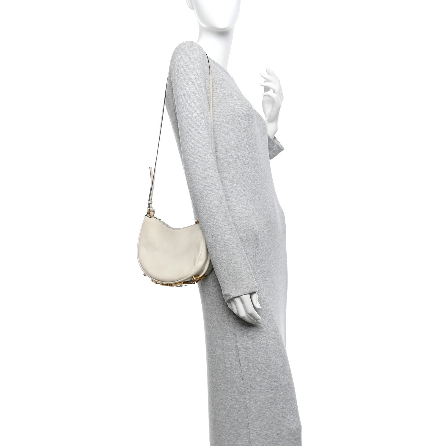 Fendi Vitello Grace Matte Mini Fendigraphy Hobo Bag White Ice 2 of 16
