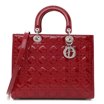 Christian Dior Patent Cannage Large Lady Dior Red 1 of 10