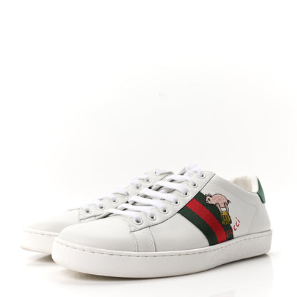 Gucci Calfskin Web Embroidered Womens Ace Sneakers 40 White 4 of 9