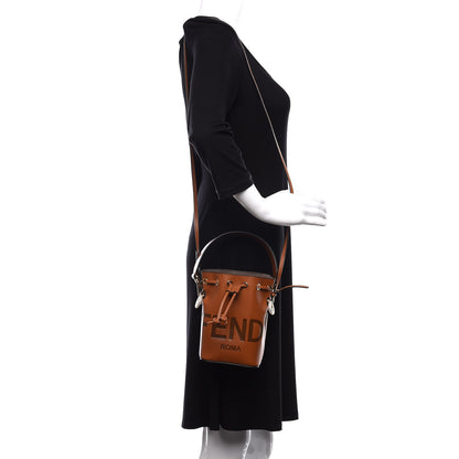 Fendi Vitello King F is Fendi Logo Embossed Mini Mon Tresor Bucket Bag Cuoio 2 of 11