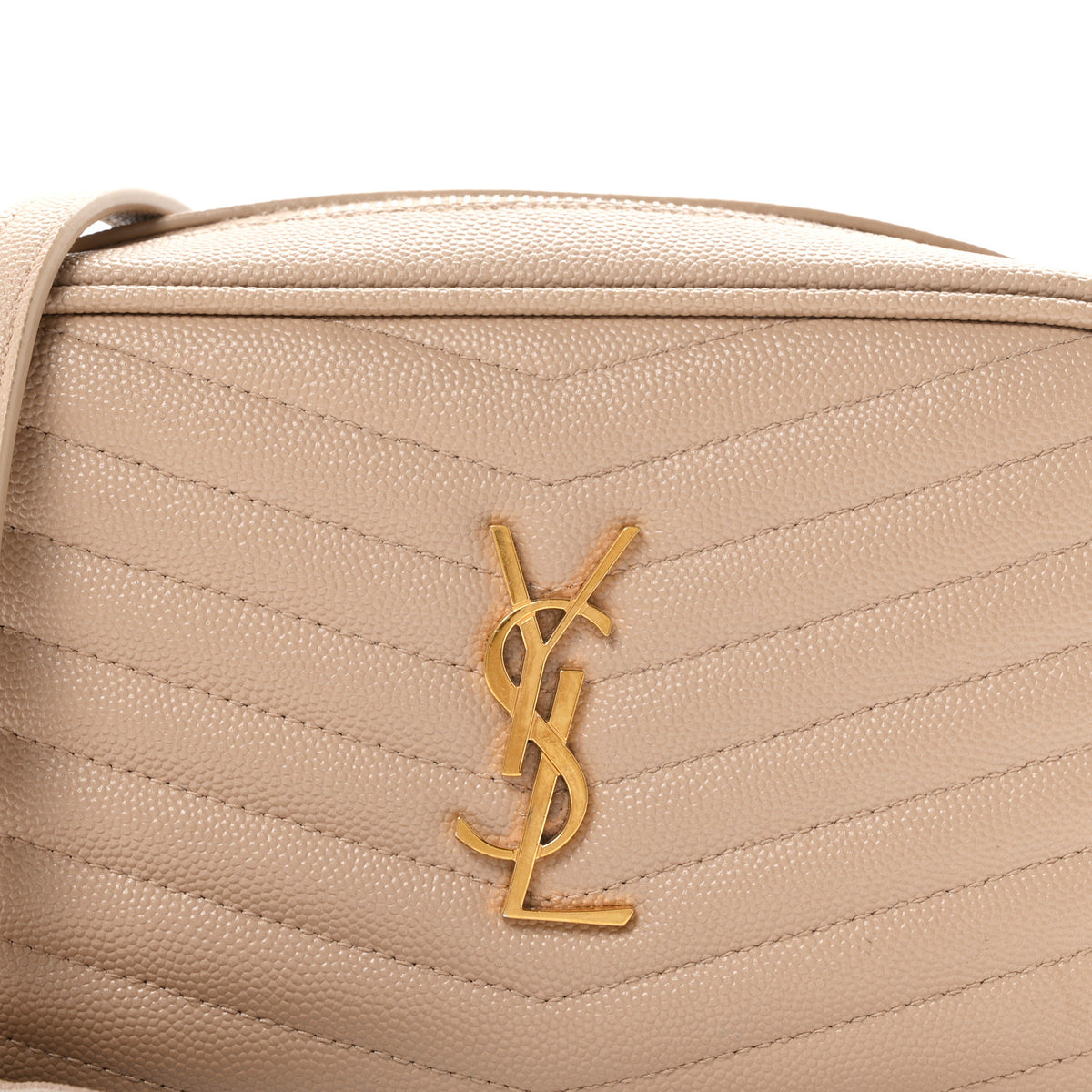 Saint Laurent Grain De Poudre Matelasse Monogram Mini Lou Camera Bag Dark Beige 8 of 11