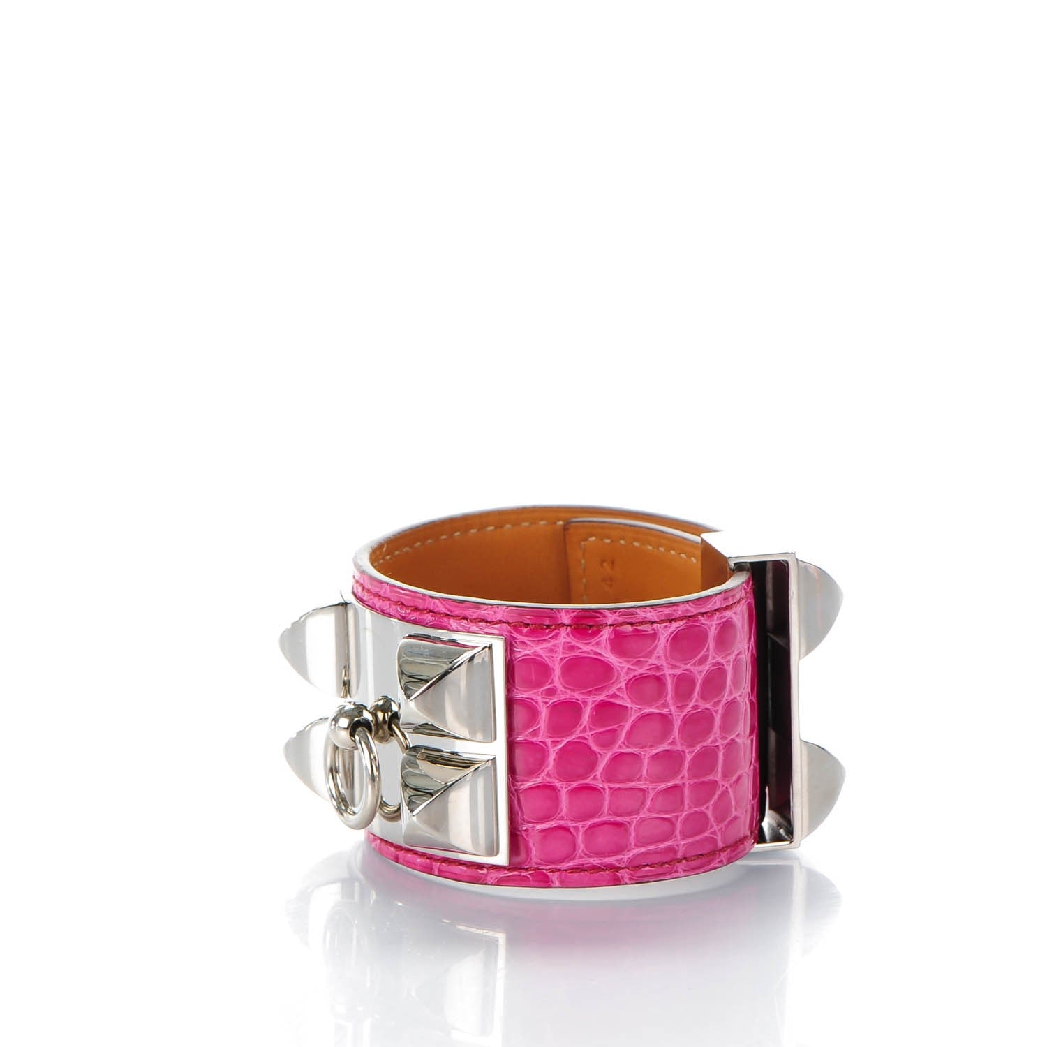 Hermes Shiny Alligator Collier De Chien CDC Bracelet S Fuchsia 3 of 9