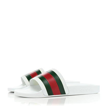 Gucci Rubber Web Mens Pool Slide Sandals 9 Great White 3 of 8