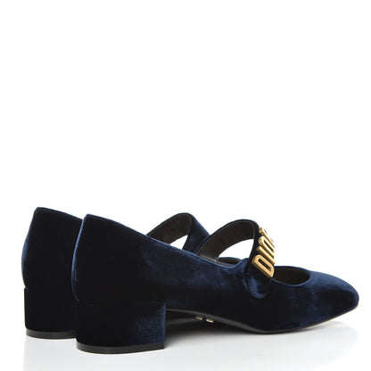 Christian Dior Velvet Baby-D Ballet Pumps 38 Deep Blue 4 of 9