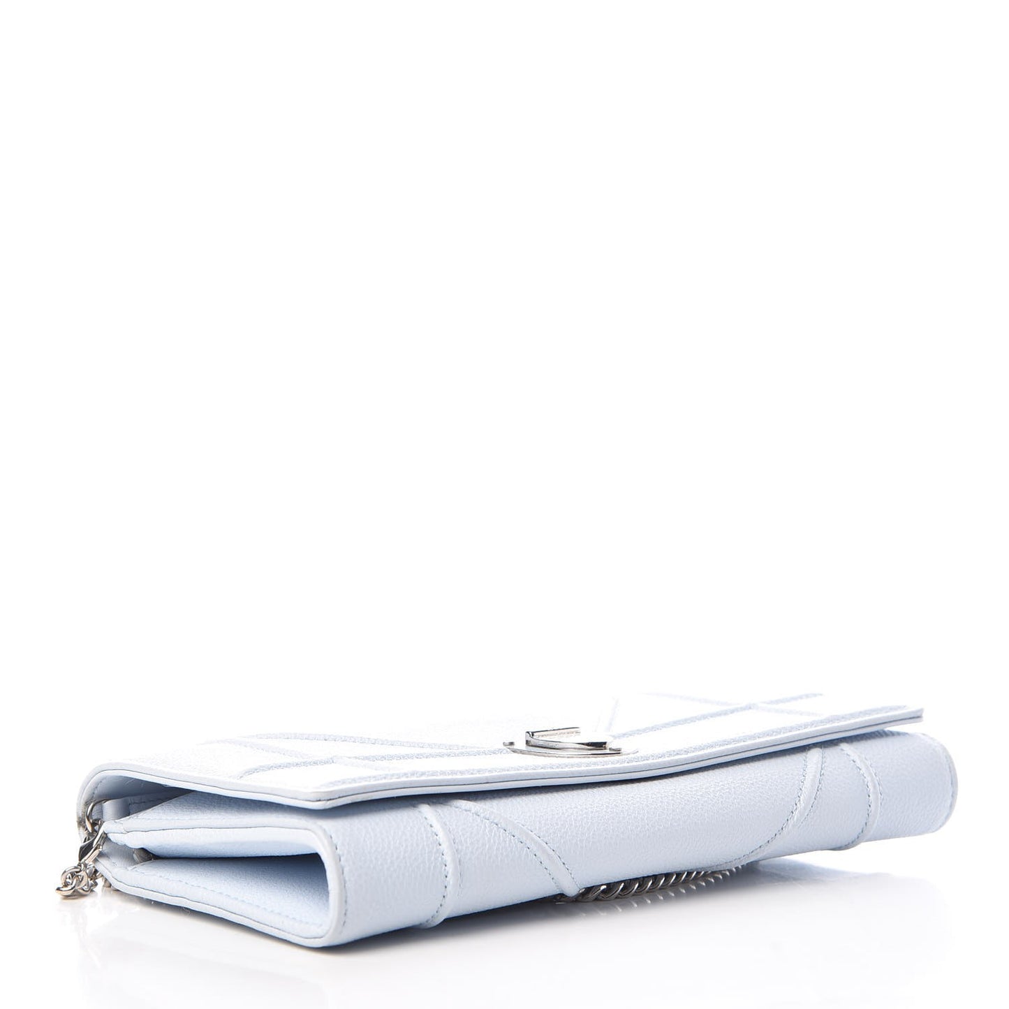 Grained Calfskin Diorama Croisiere Chain Wallet Light Blue