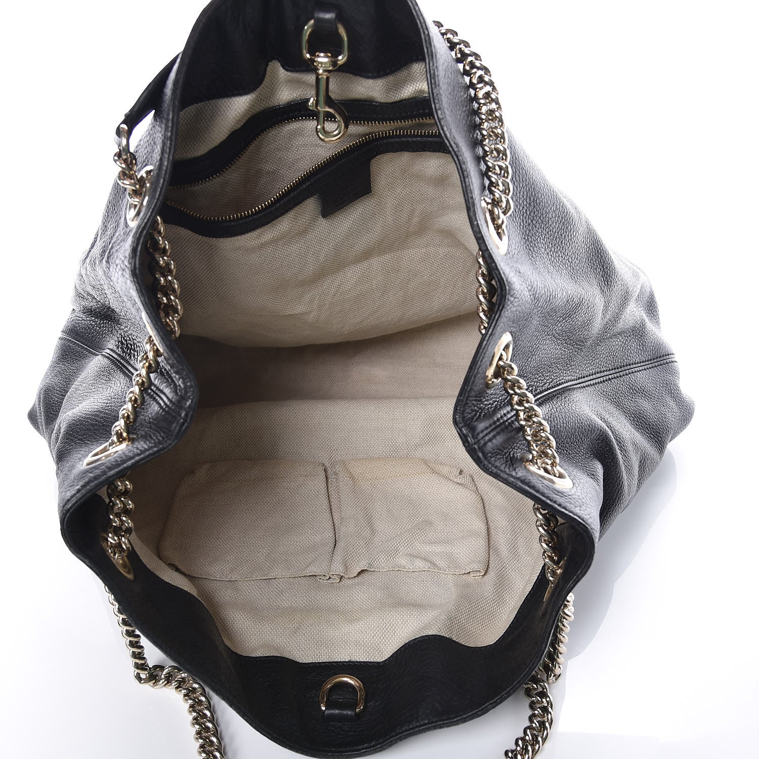 Gucci Pebbled Calfskin Large Soho Chain Shoulder Bag Black 5 of 12