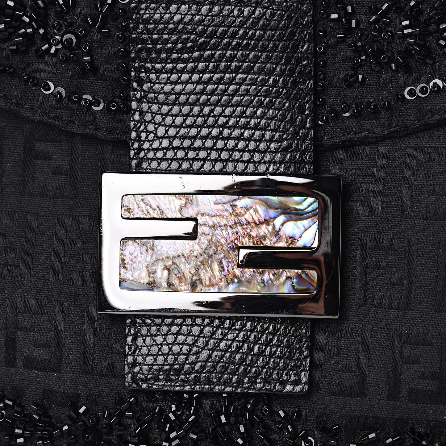 Zucchino Lizard Beaded Baguette Black