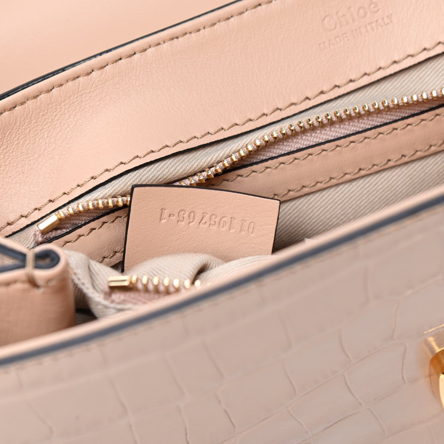 Calfskin Crocodile Embossed Small C Double Carry Nut