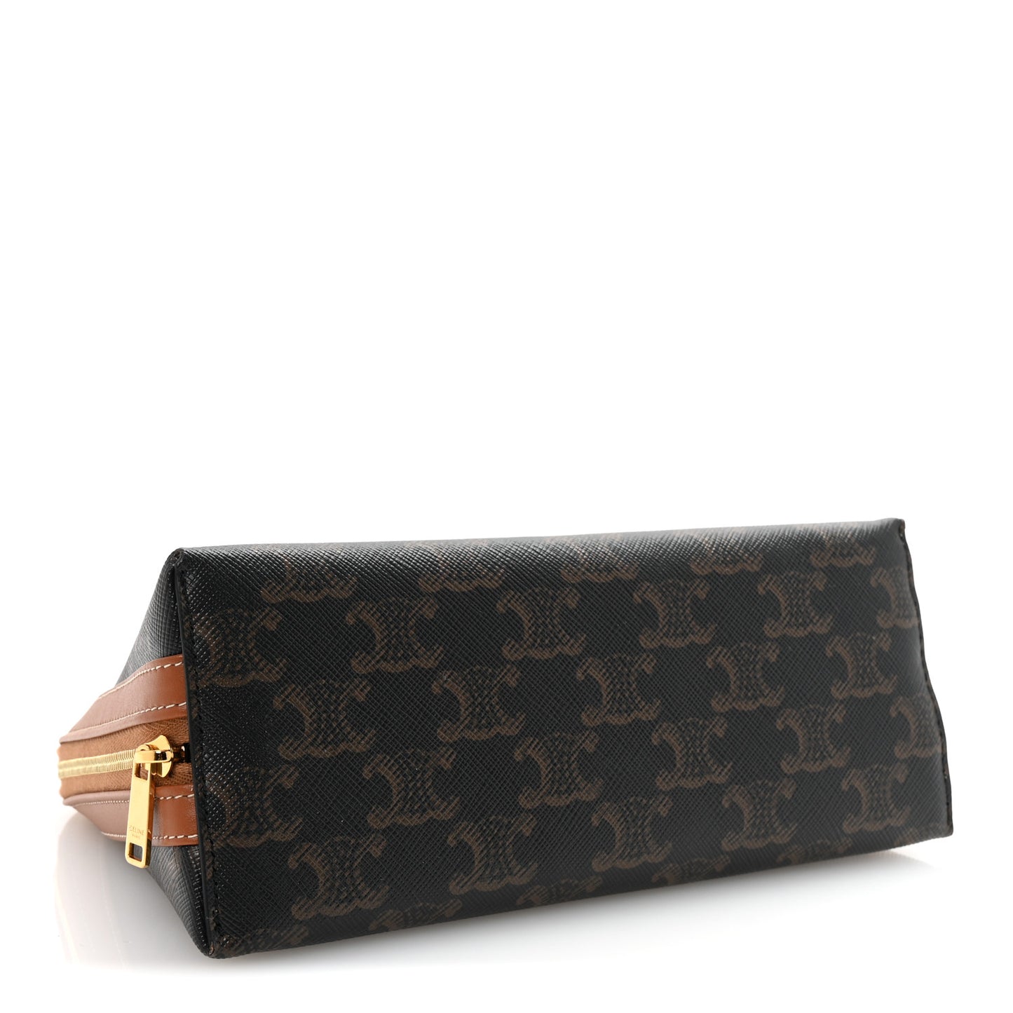 Triomphe Canvas Calfskin Medium Cosmetic Pouch Tan