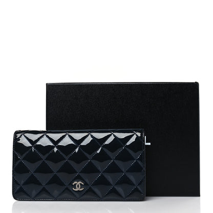 Chanel Patent Calfskin Quilted Yen Wallet Blue 13 of 13