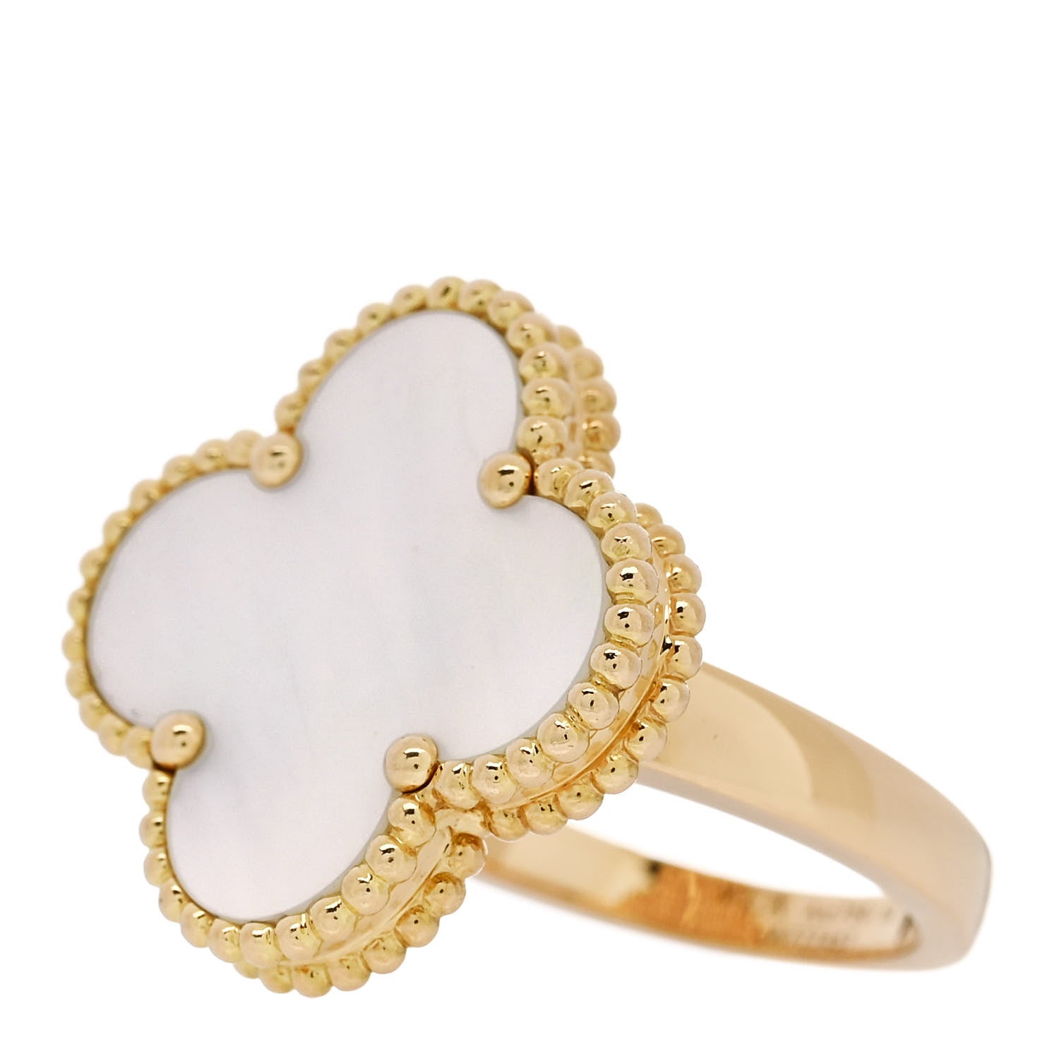 Van Cleef & Arpels 18K Yellow Gold Mother of Pearl Magic Alhambra Ring 52 6 3 of 7
