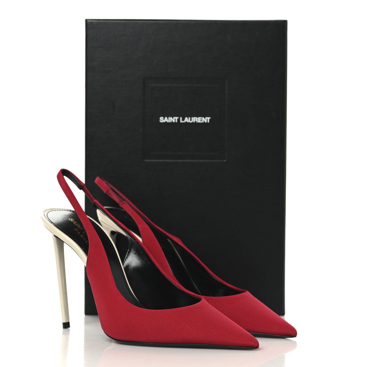 Saint Laurent Crepe De Chine Zoe 105 Slingback Pump 38 Deep Red 10 of 10
