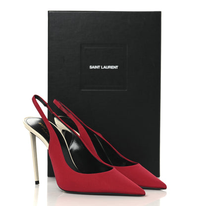 Saint Laurent Crepe De Chine Zoe 105 Slingback Pump 38 Deep Red 10 of 10