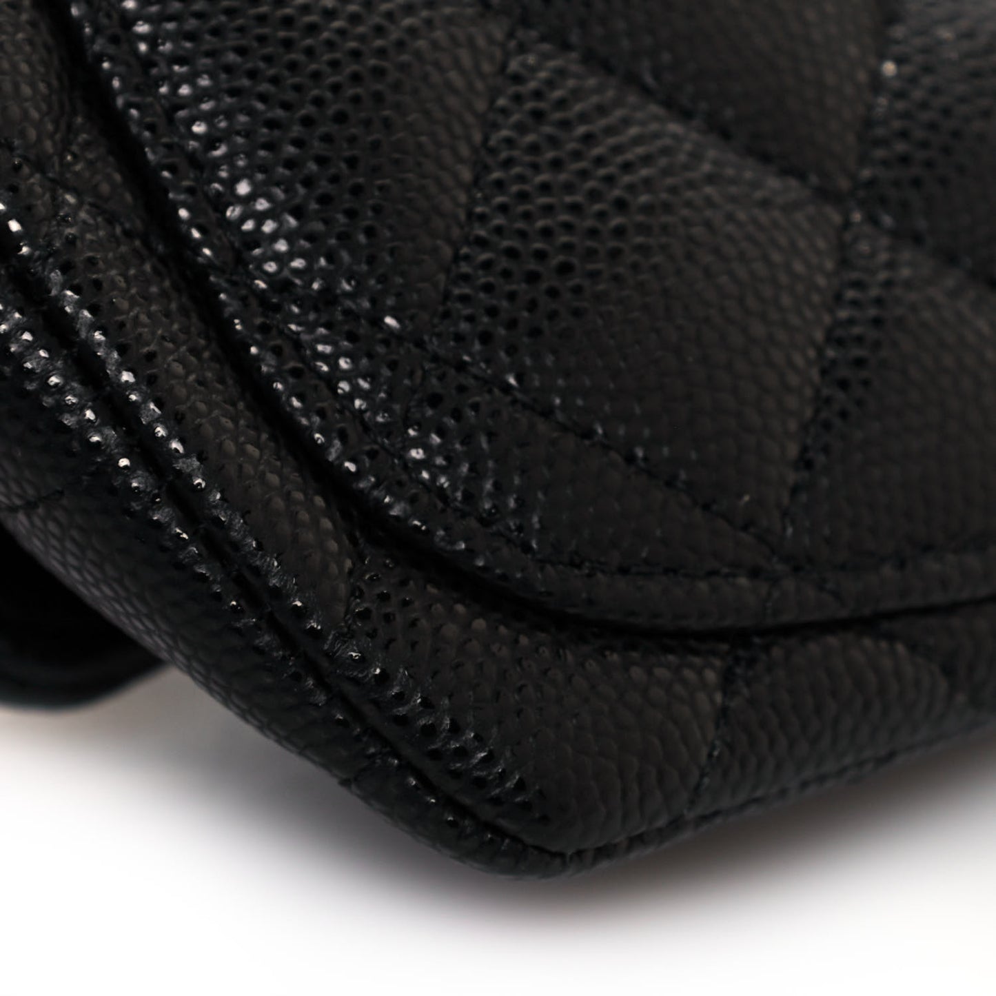 Caviar Quilted Glasses Case With Chain Black