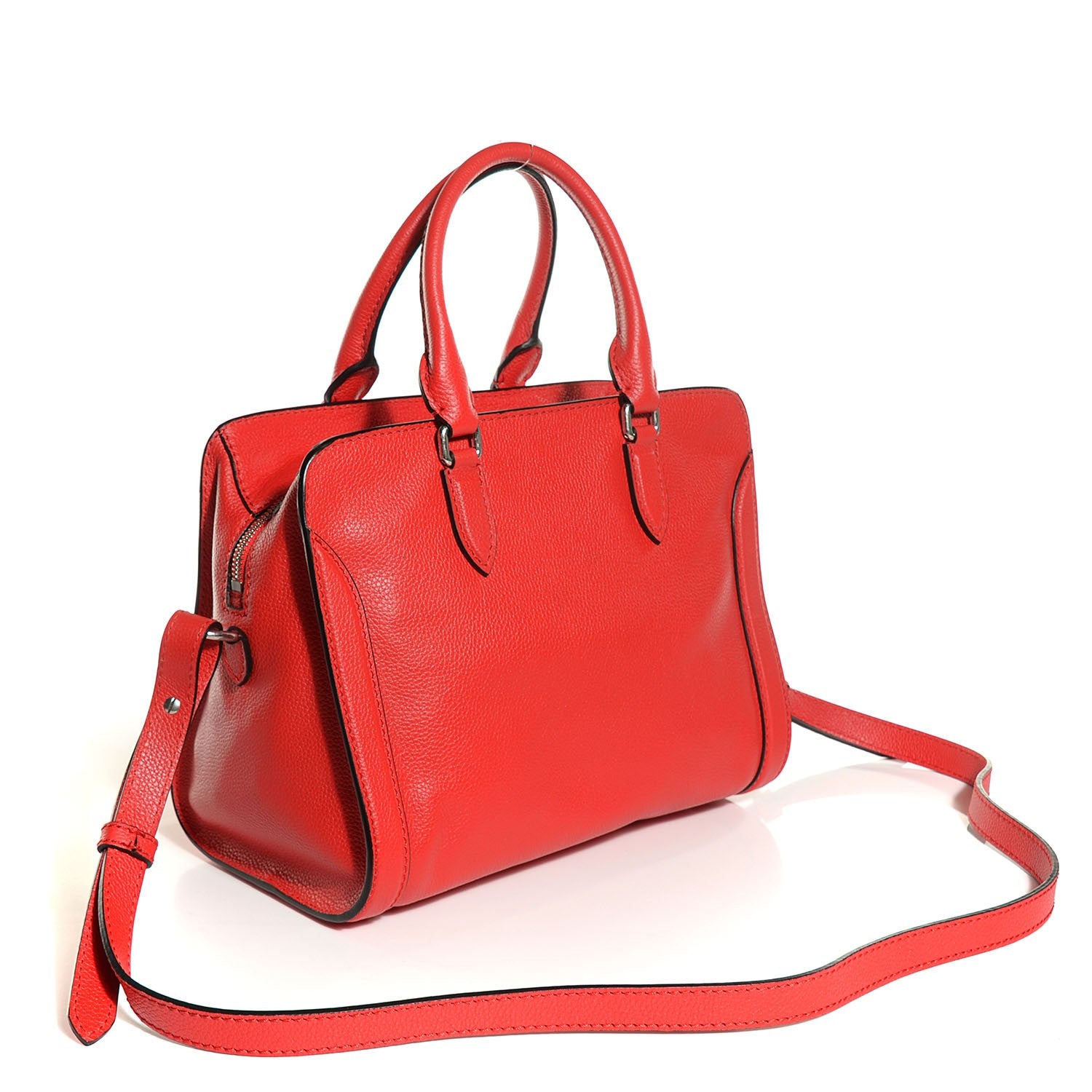Alexander McQueen Pebbled Calfskin Small Skull Padlock Zip Around Tote Flame 3 of 7