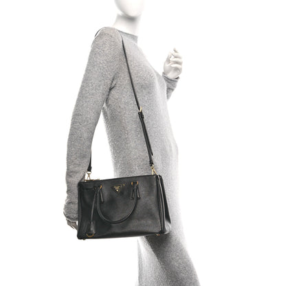 Prada Saffiano Small Galleria Double Zip Tote Black 2 of 11