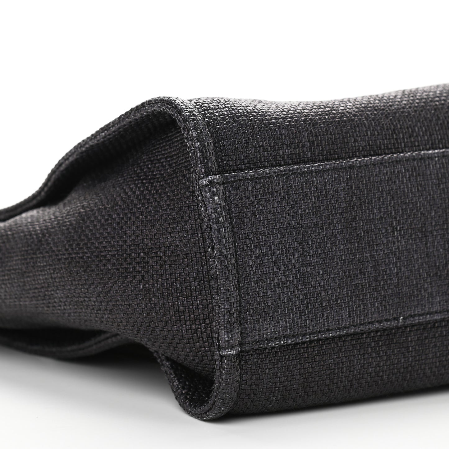 Woven Straw Raffia Small Deauville Tote Black
