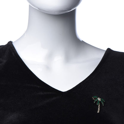 Chanel Enamel Pearl Palm Tree Brooch Green Gold 2 of 4