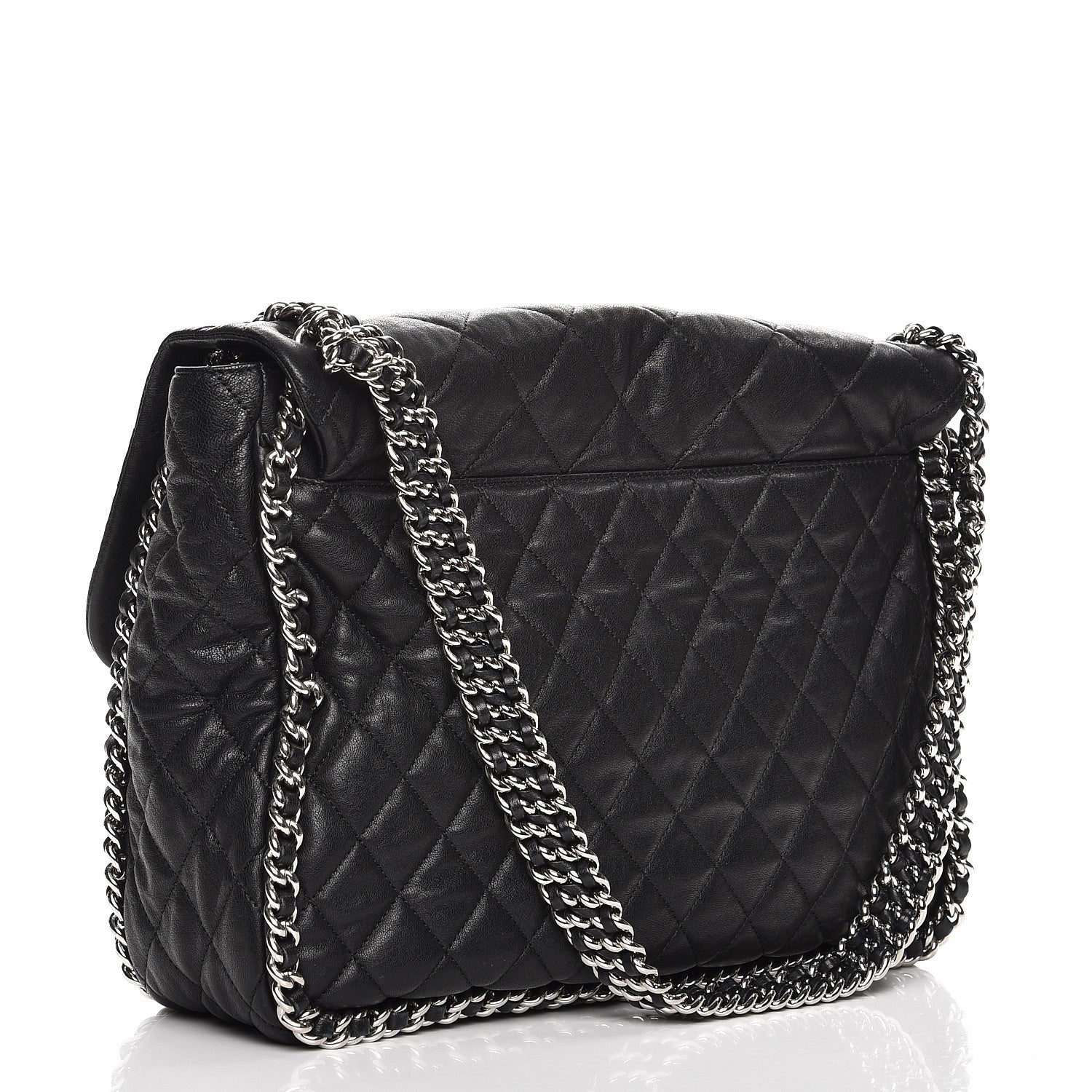 Chanel Washed Lambskin Quilted Maxi Chain Around Flap Black 3 of 9