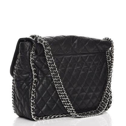 Chanel Washed Lambskin Quilted Maxi Chain Around Flap Black 3 of 9