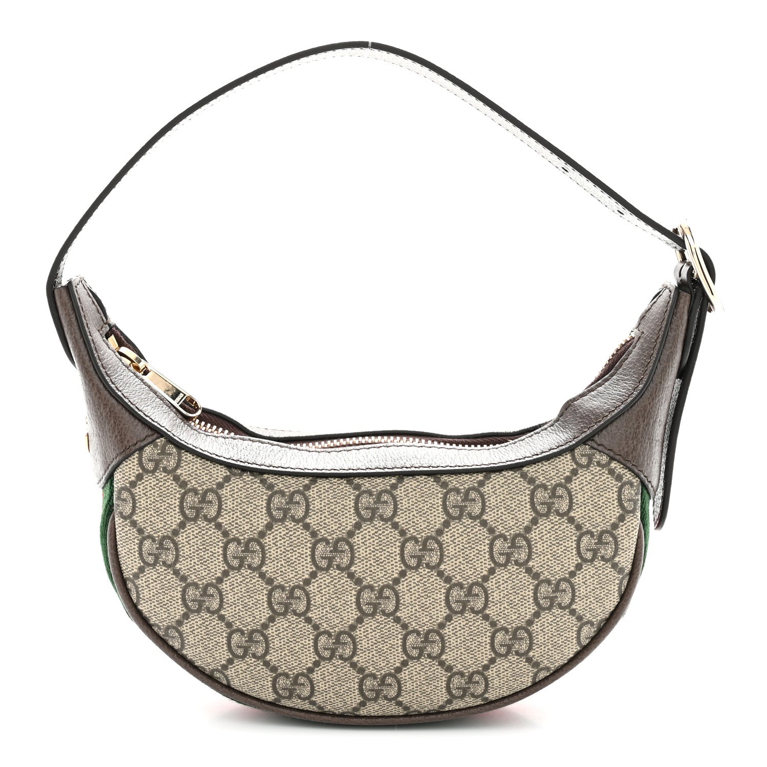 Gucci GG Supreme Monogram Textured Calfskin Web Mini Ophidia Half Moon Hobo Beige Ebony New Acero Beige Ebony New Acero 1 of 11