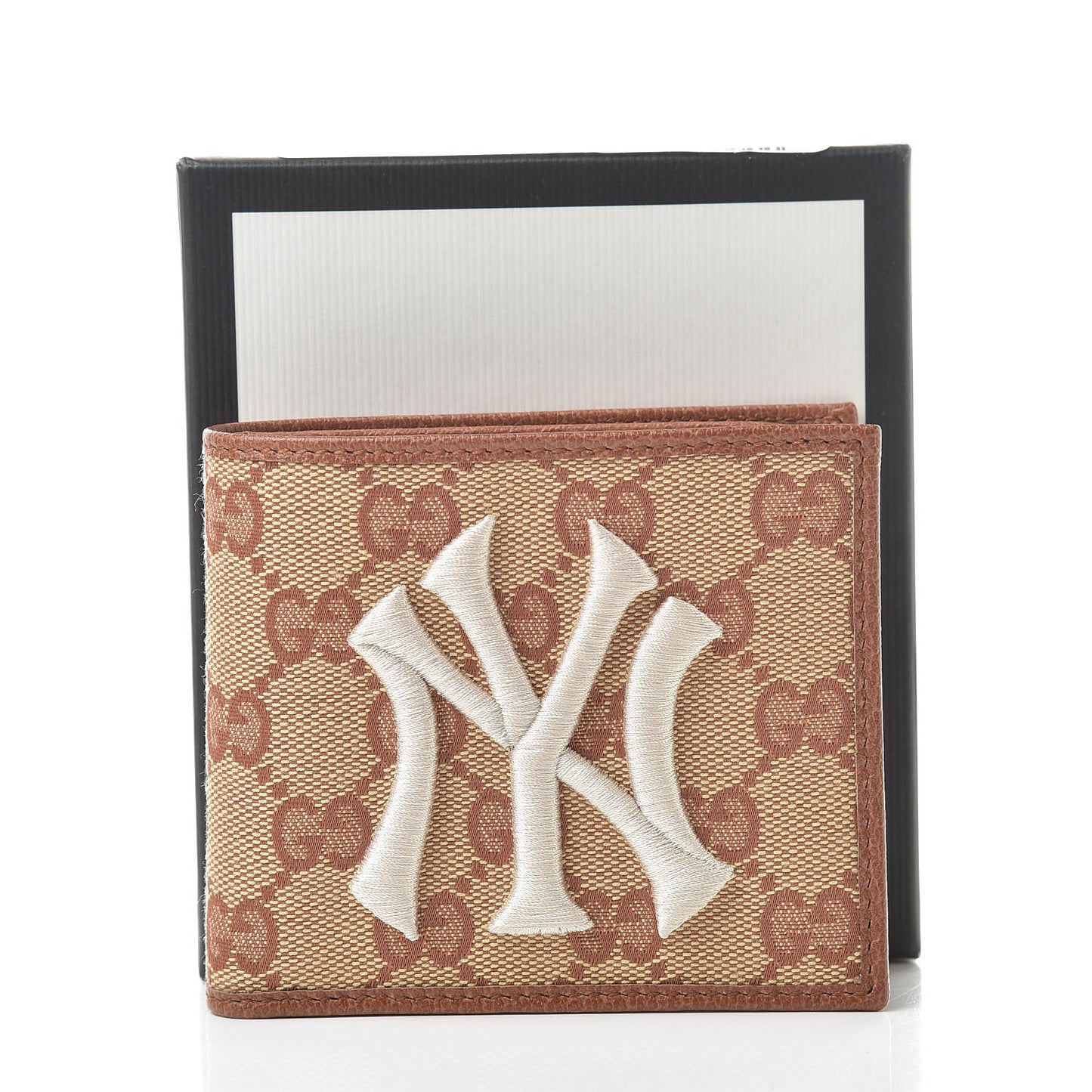 X MLB Monogram NY Yankees Bi-Fold Wallet Beige Ruggine Ivory