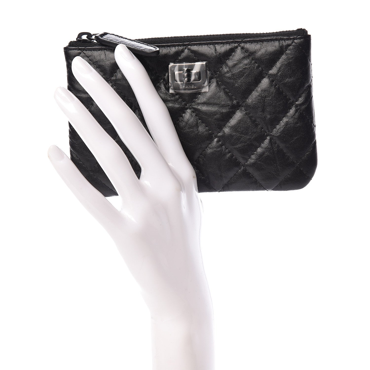 Chanel Aged Calfskin Quilted Small Reissue Cosmetic Case So Black 2 of 7