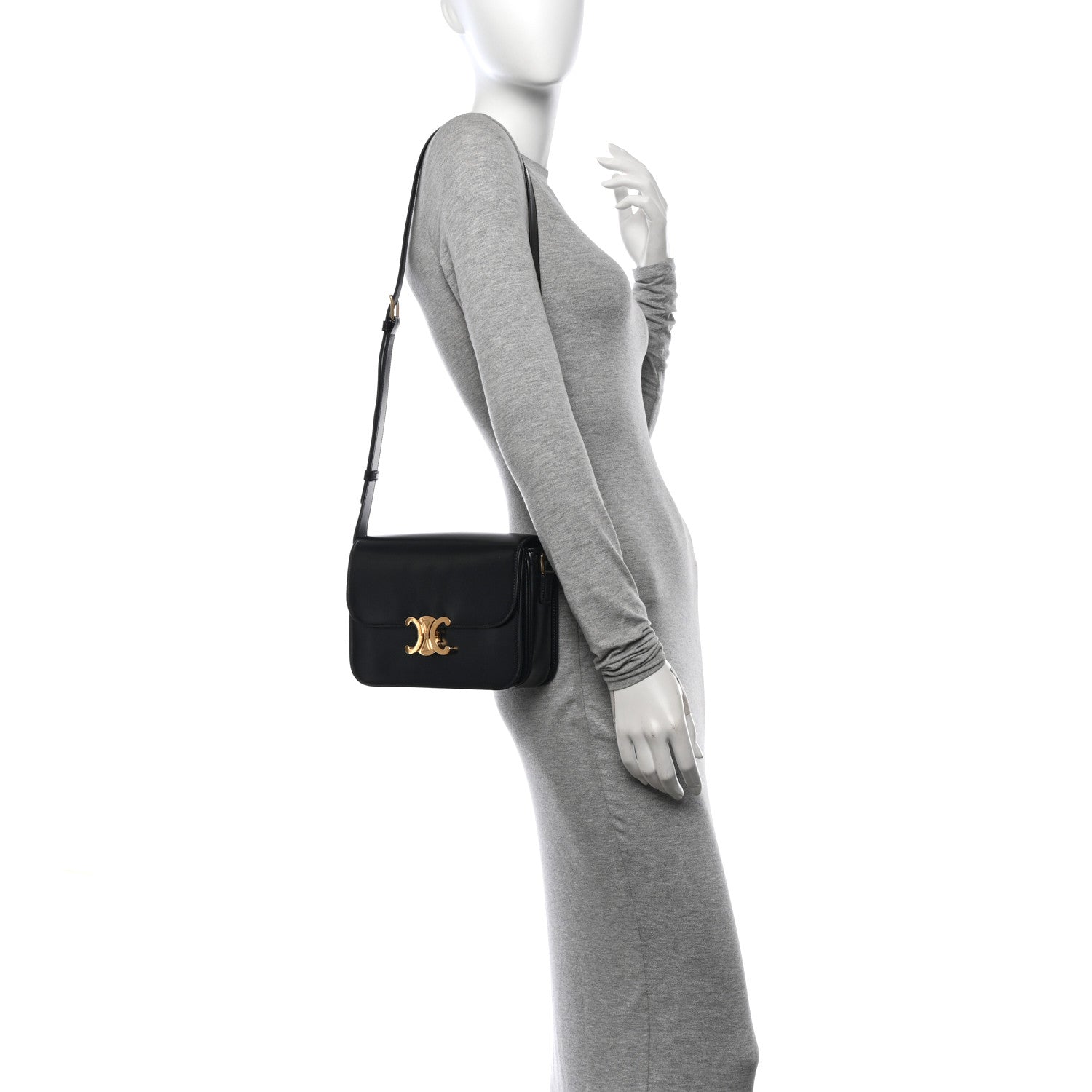 Celine Shiny Calfskin Medium Triomphe Black 2 of 11