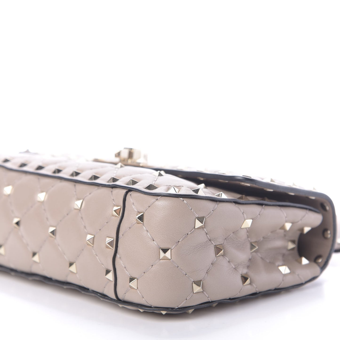 Nappa Small Rockstud Spike Shoulder Bag Poudre
