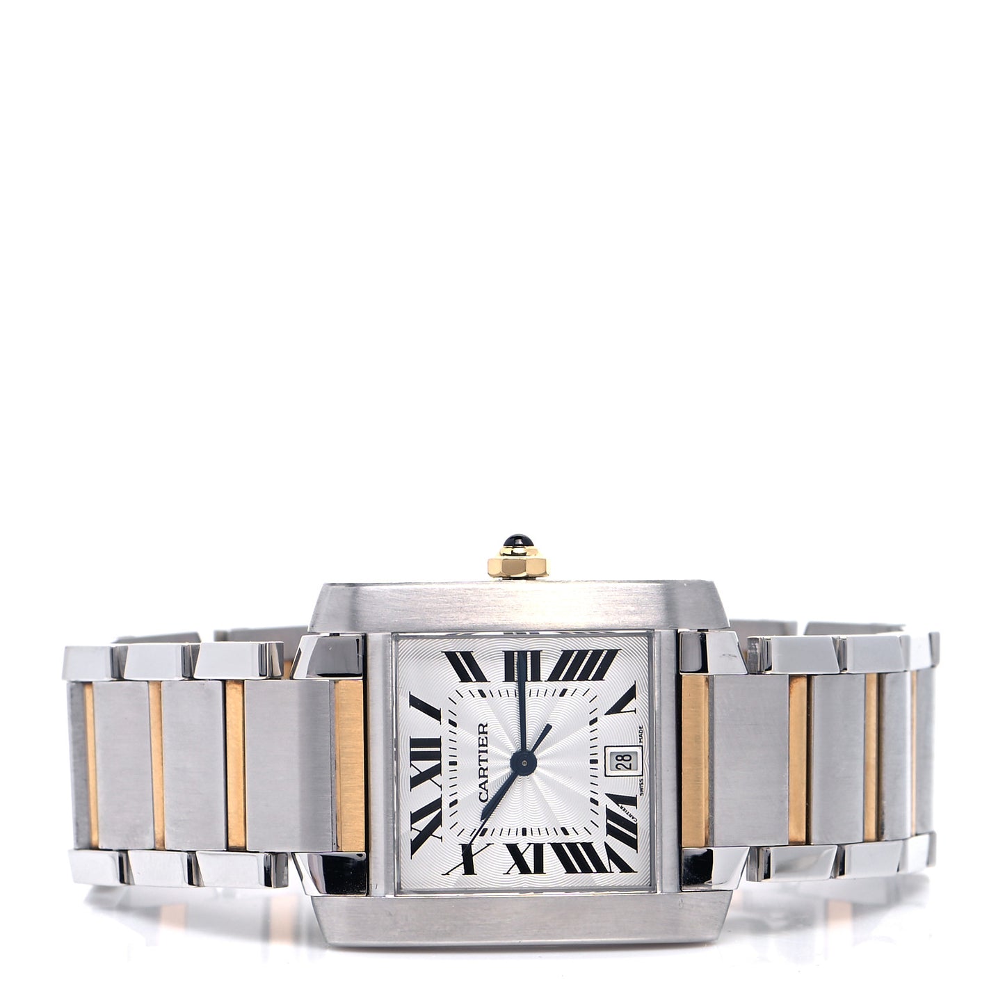 Stainless Steel 18K Yellow Gold 28mm Tank Francaise Automatic Watch