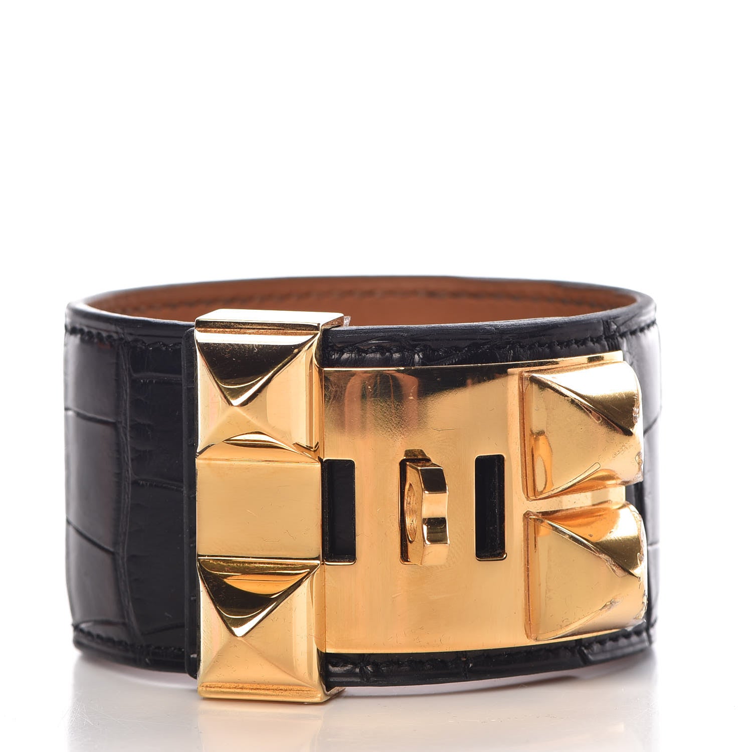 Hermes Matte Alligator Collier de Chien CDC Bracelet L Black 3 of 6
