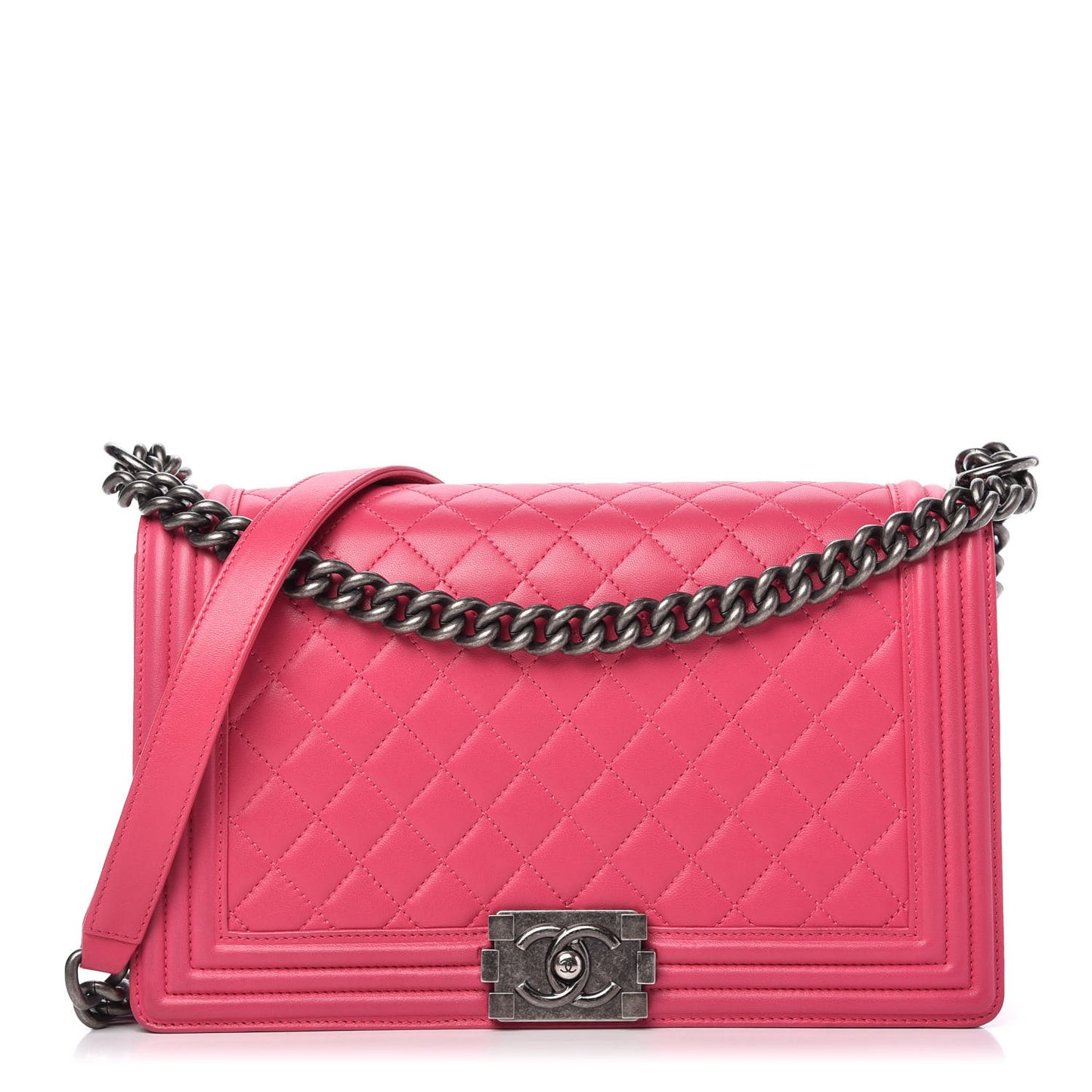 Lambskin Quilted New Medium Boy Flap Pink