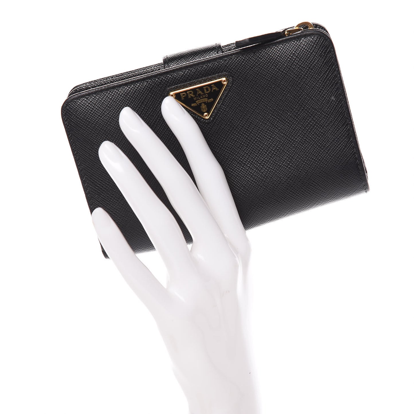 Saffiano Compact Triangle Wallet Black
