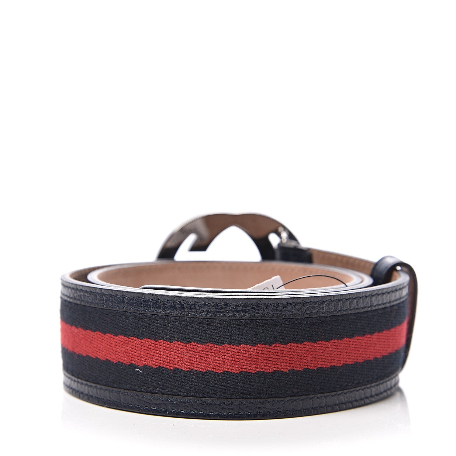 Gucci Calfskin Web Interlocking G Belt 75 30 Navy 2 of 5