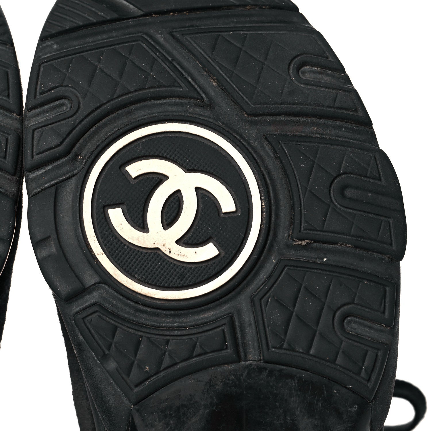 Chanel Fabric Calfskin Suede CC Sneakers 38 Black 6 of 14
