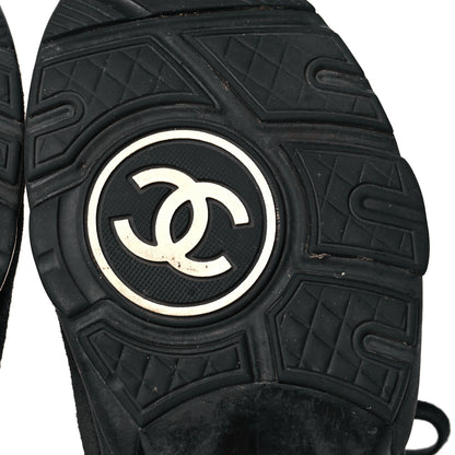 Chanel Fabric Calfskin Suede CC Sneakers 38 Black 6 of 14
