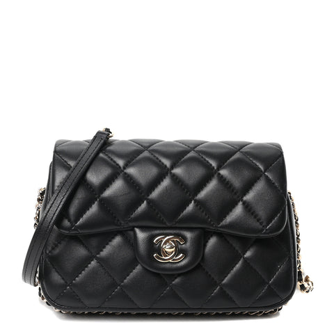 Lambskin Quilted Small My Precious Flap Black