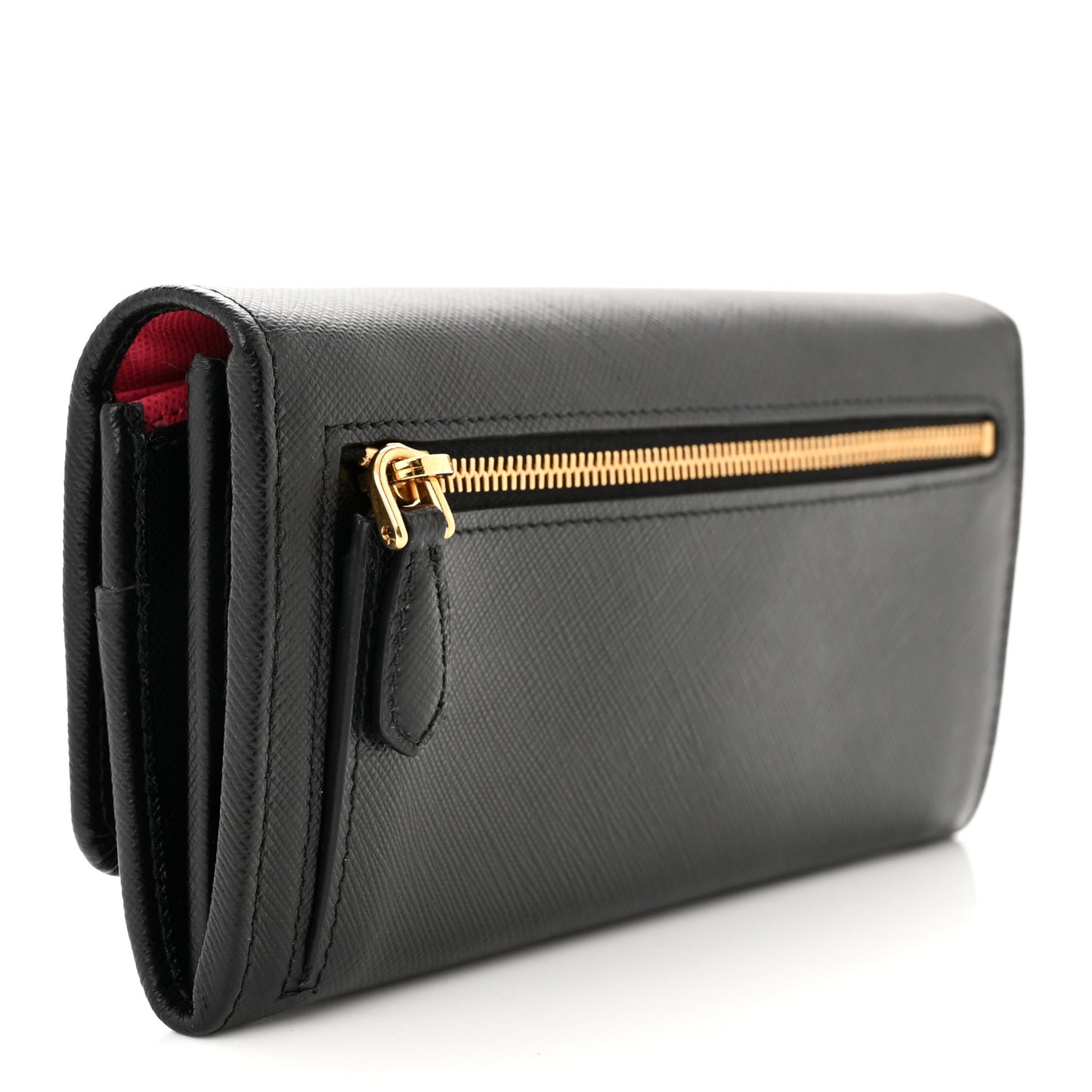 Saffiano Continental Flap Wallet Black Ibisco