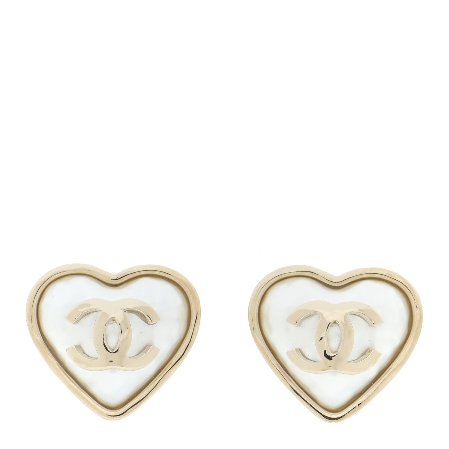 Chanel Pearl CC Heart Earrings Gold 1 of 4