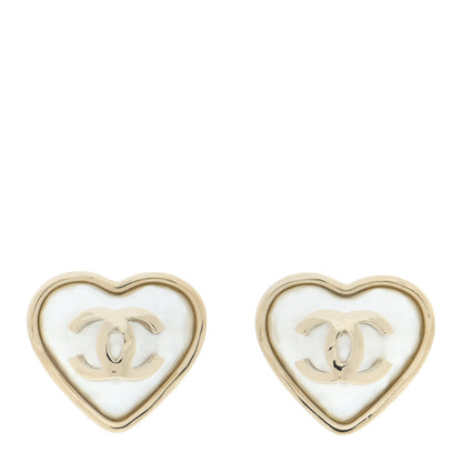 Chanel Pearl CC Heart Earrings Gold 1 of 4