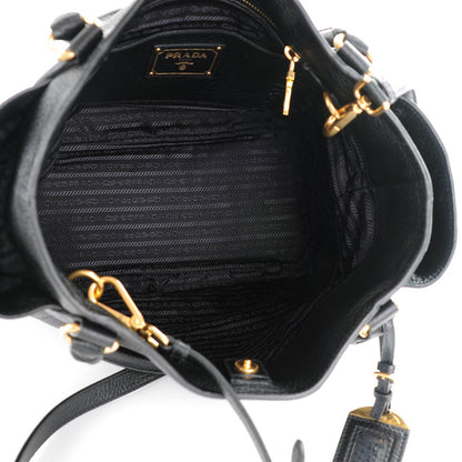 Prada Vitello Daino Side Pocket Tote Nero Black 5 of 9