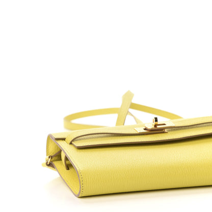 Hermes Chevre Mysore Kelly Wallet To Go Lime 7 of 10