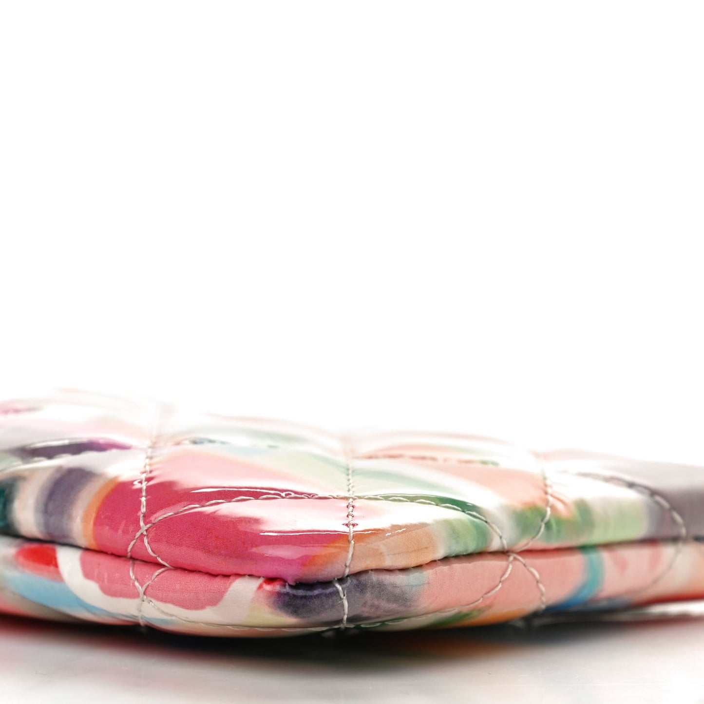 Patent Calfskin Printed Quilted Small Cosmetic Case Multicolor