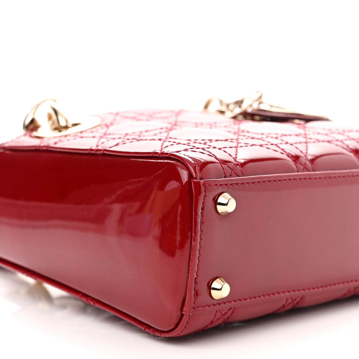 Christian Dior Patent Cannage Mini Lady Dior Red 8 of 10