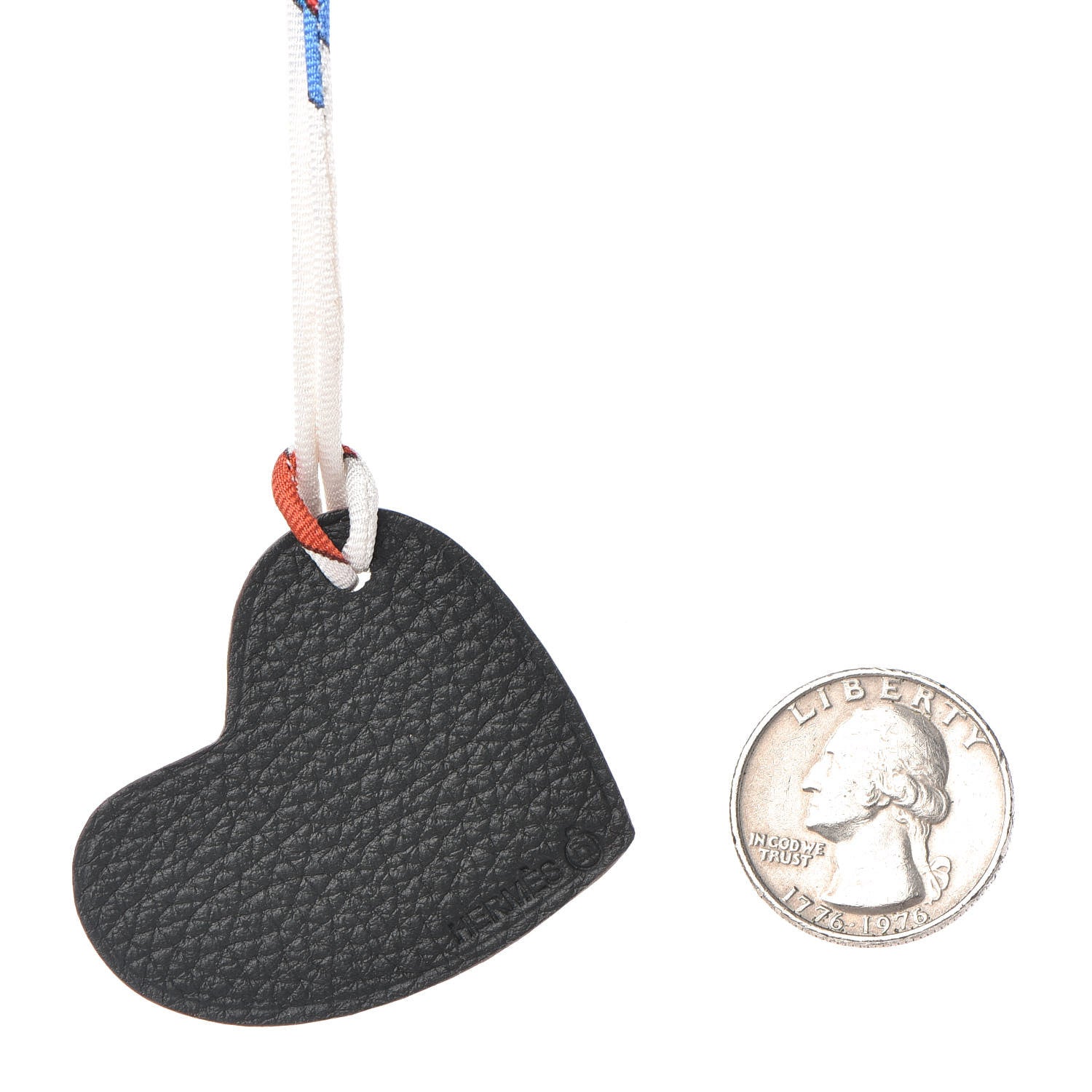 Hermes Togo Epsom Petit H Heart Bag Charm Black Gold 2 of 6