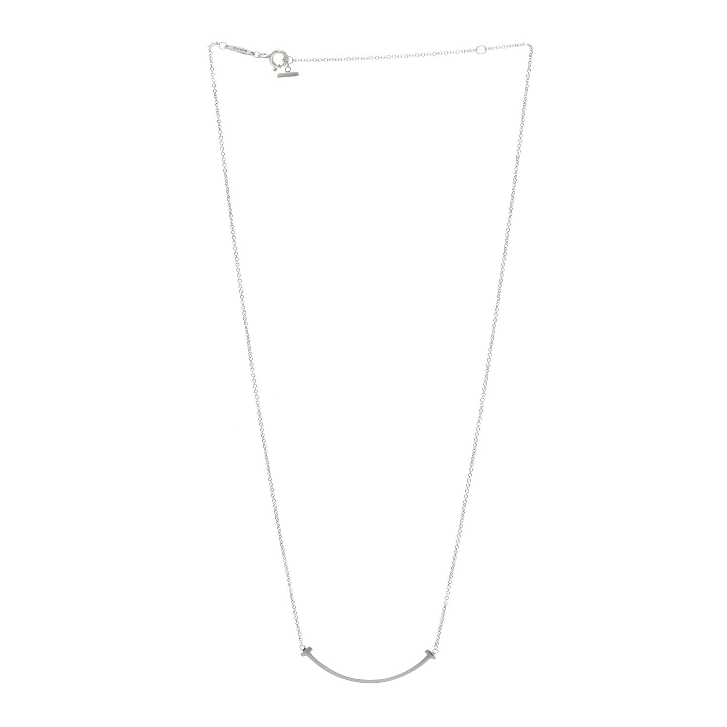 Tiffany Sterling Silver Small T Smile Pendant Necklace 3 of 6