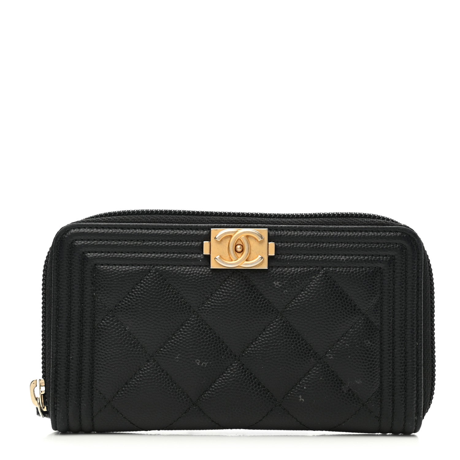 Chanel Caviar Quilted Small Boy Zip Around Wallet Black 1 of 10
