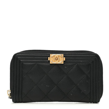 Chanel Caviar Quilted Small Boy Zip Around Wallet Black 1 of 10